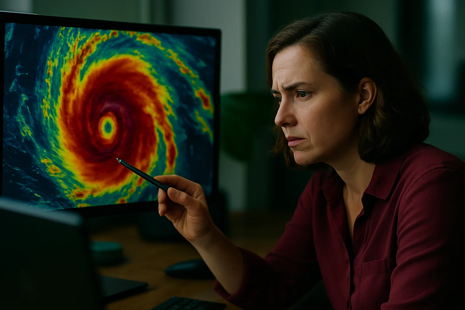 氣象衛星捕捉颱風眼牆結構的高解析度紅外線影像