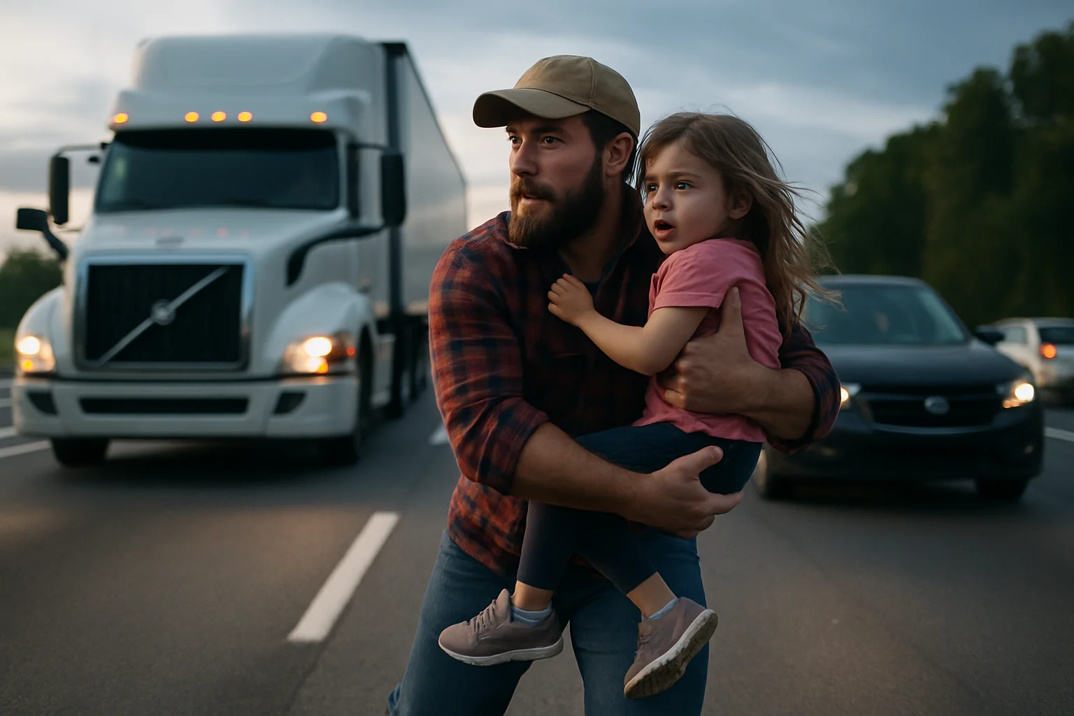 Tài xế xe tải dừng xe cứu bé gái trên quốc lộ 1