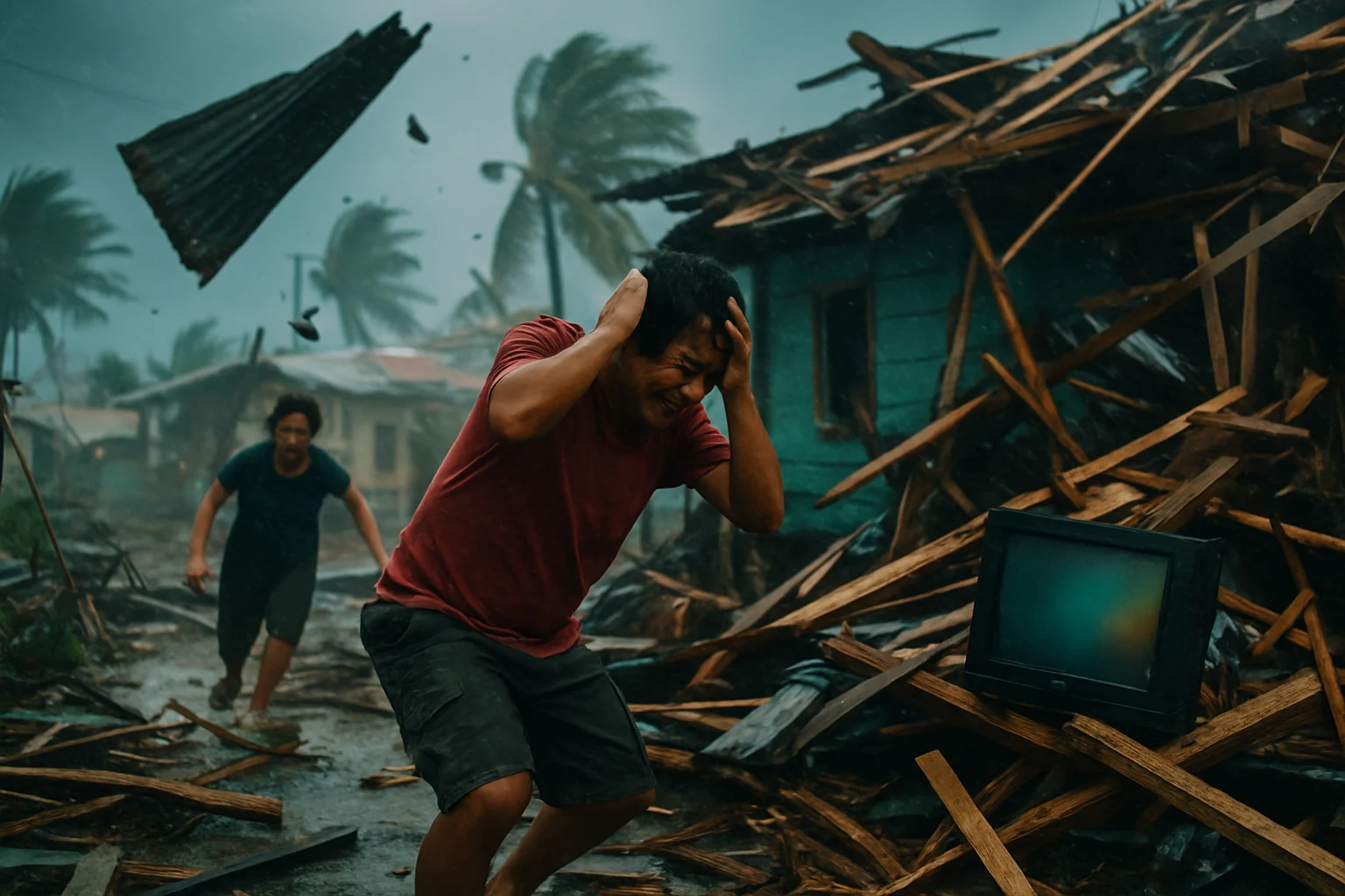 台風4号の風速分布図と予想進路を示す気象衛星画像