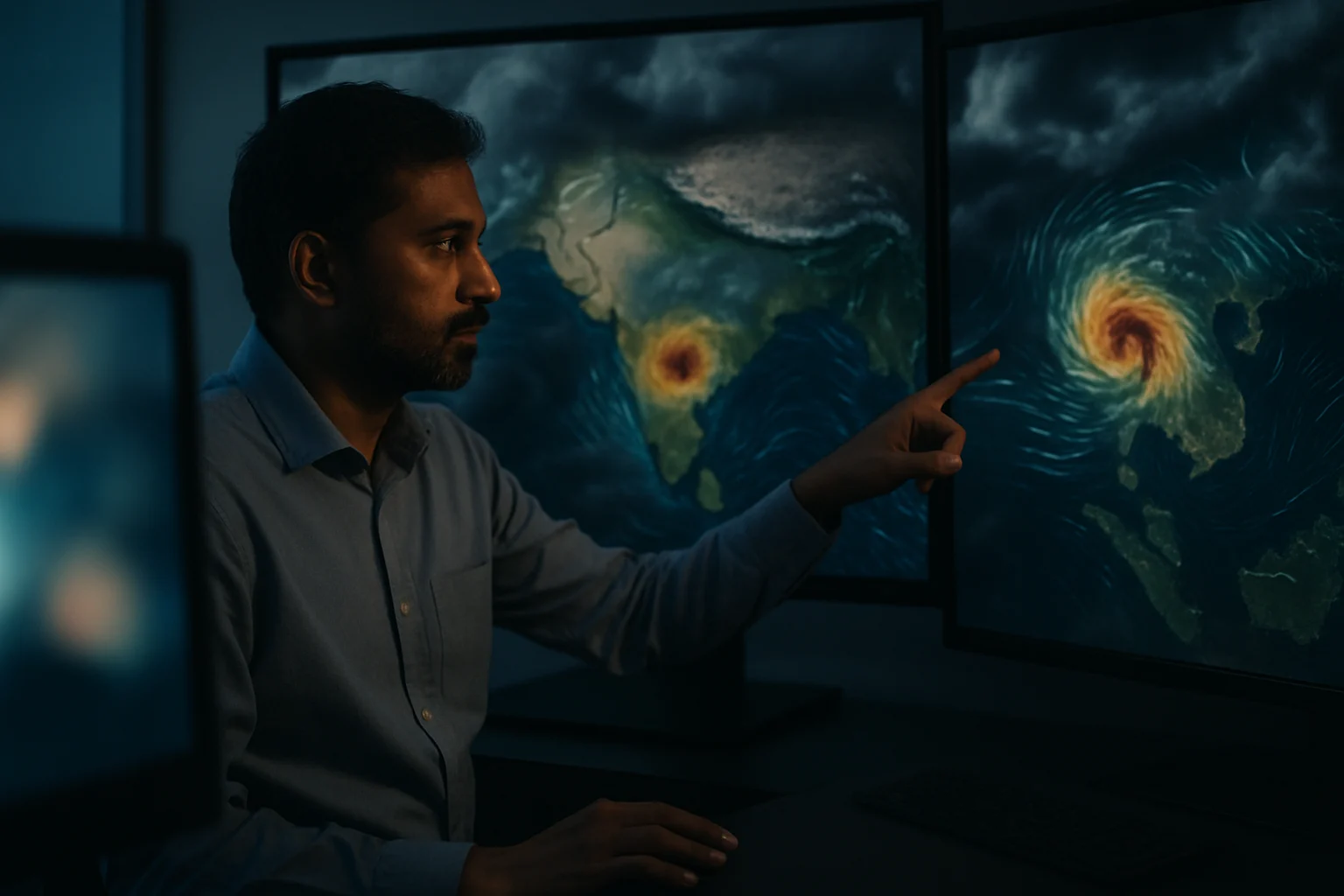 भारत में 8 अप्रैल 2026 को आने वाले तूफान और बारिश का नक्शा दिखाता हुआ मौसम चार्ट