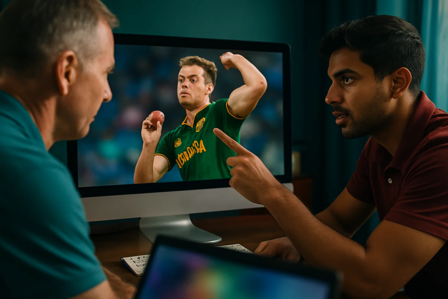 Gerald Coetzee की गेंदबाजी एक्शन की तकनीकी analysis दिखाता ग्राफिक