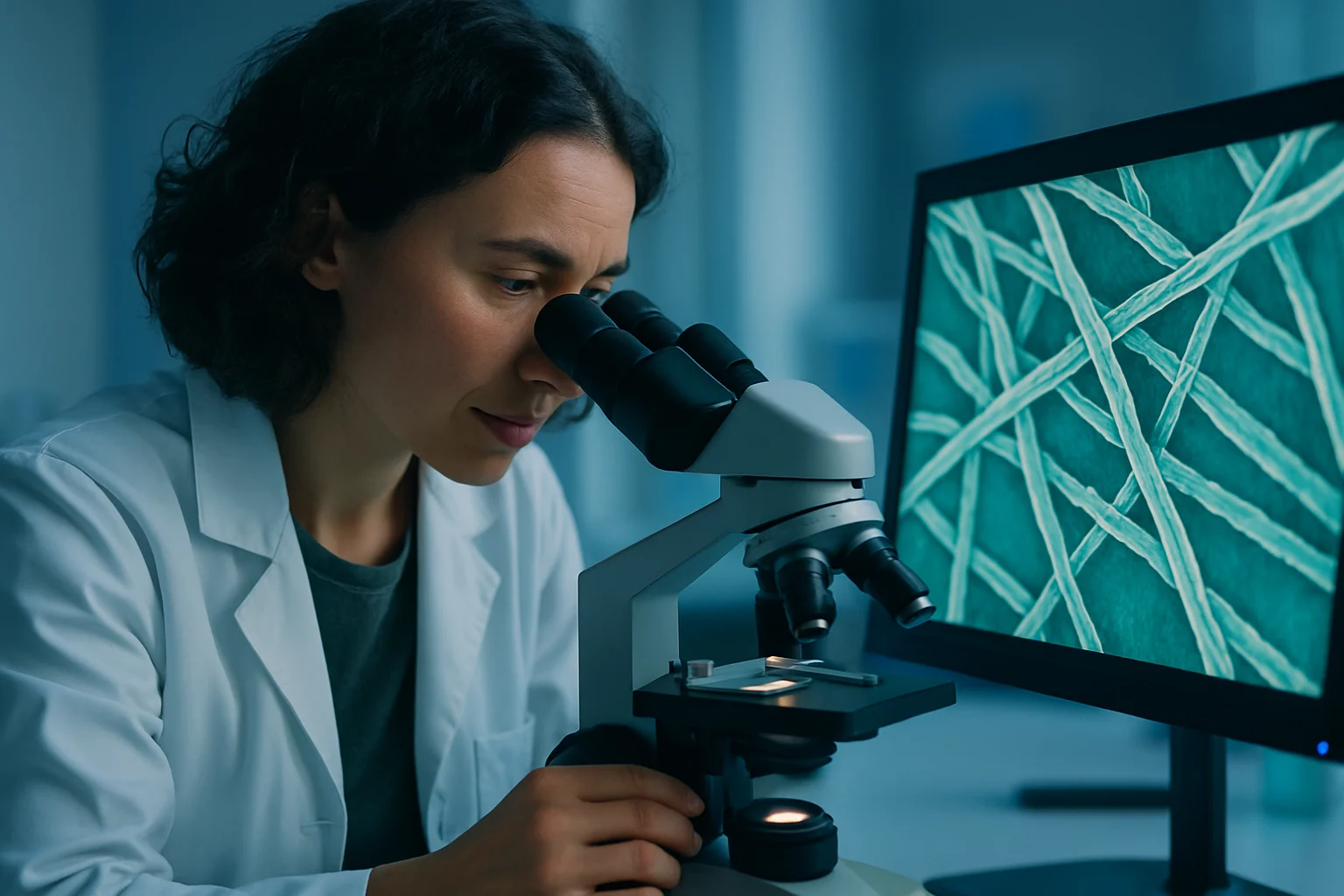 显微镜下杨柳飞絮的纤维结构特写