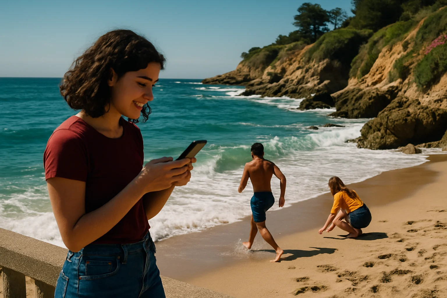 éåã®æµ·å²žã§æž
ææŽ»åãããŠãããã©ã³ãã£ã¢ã®äººã