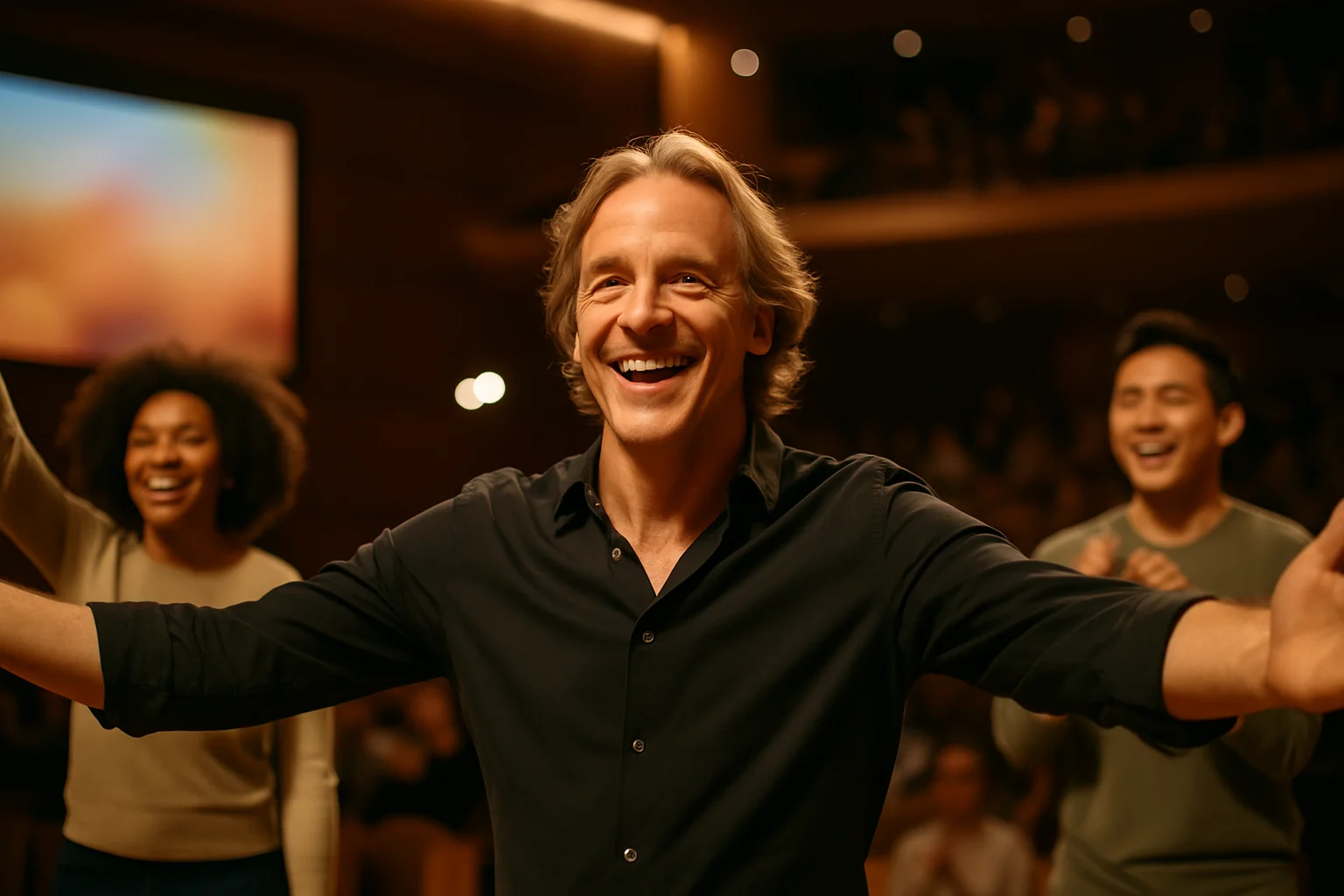 高雄兒童美術館內蘋果劇團正在為親子觀眾表演兒童劇