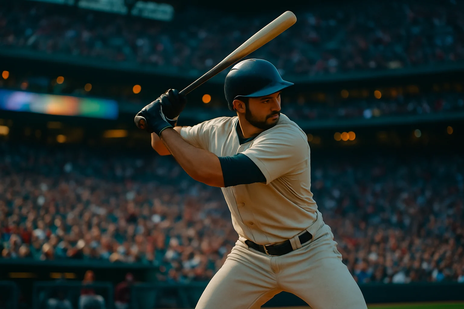 大谷翔平がドジャース試合でバッターボックスに立つ場面、クアーズ・フィールドの満員観衆を背景に