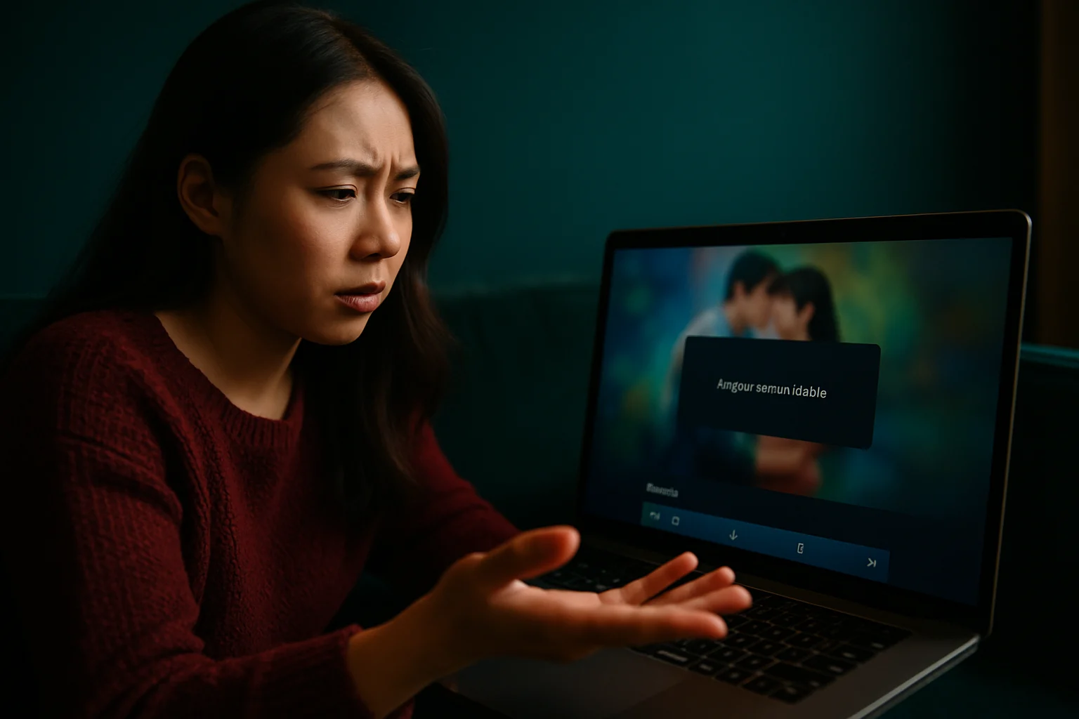 iQ.com网页界面显示地区内容不可用提示,对比可播放剧集的字幕选项