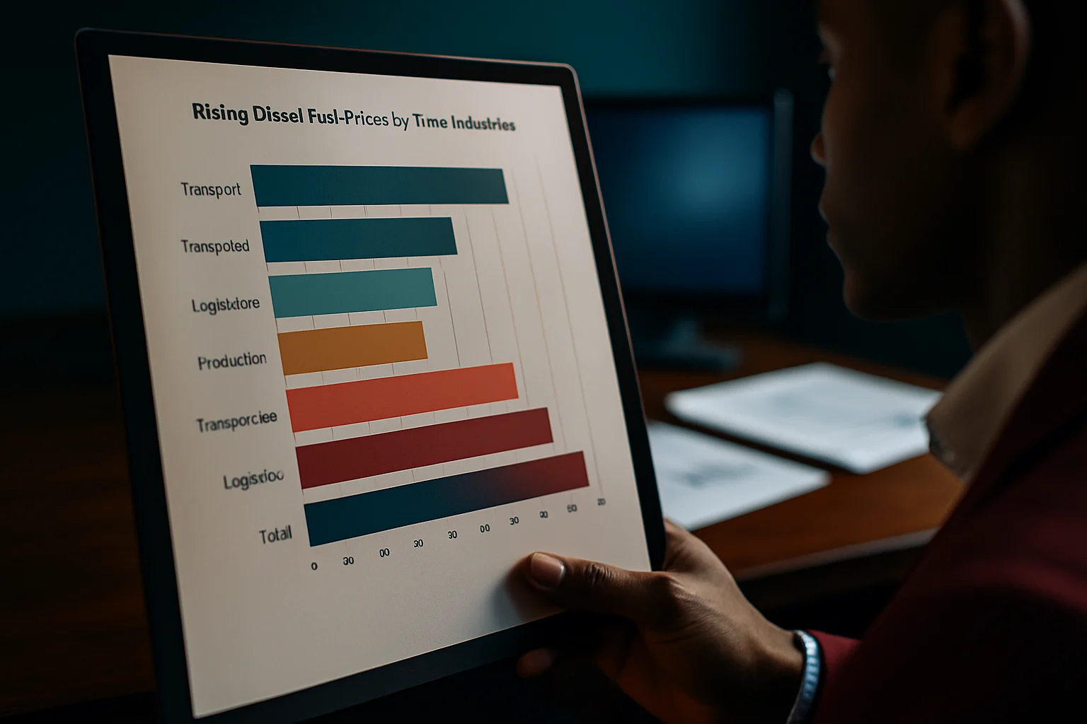 各行業受柴油價格上漲影響程度比較圖表