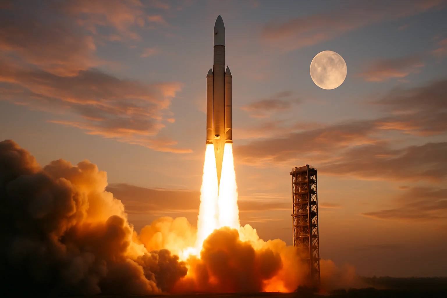 阿尔忒弥斯2号SLS火箭在肯尼迪航天中心发射台准备升空