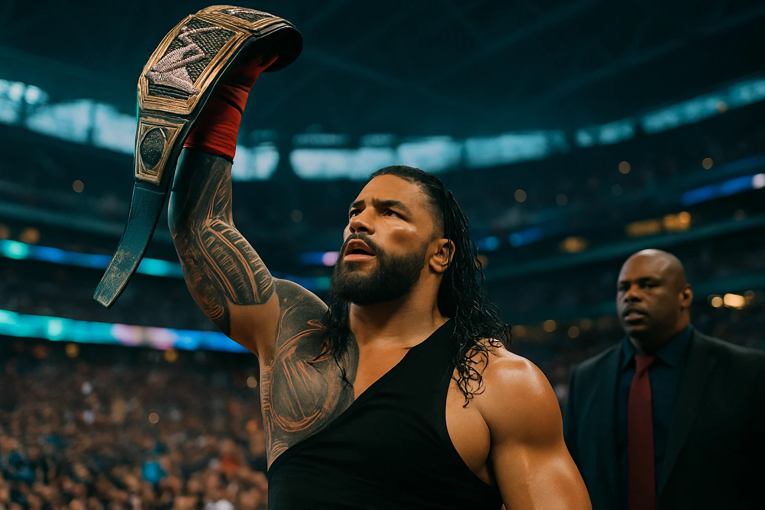 Roman Reigns WrestleMania 42 Night 2 मेन इवेंट में CM Punk के खिलाफ World Heavyweight Championship match के दौरान