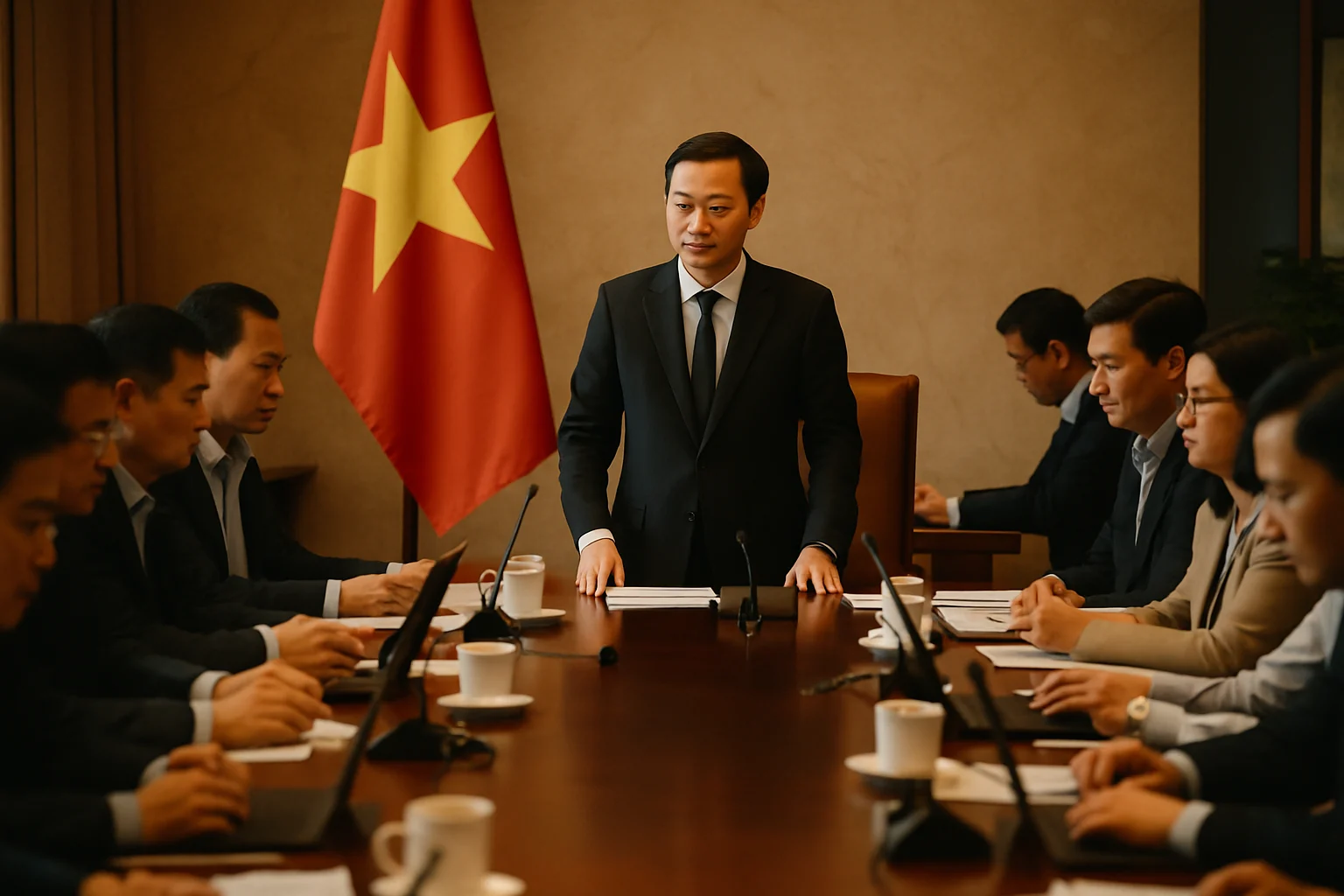 Cuộc họp đầu tiên của Chính phủ Lê Minh Hưng bàn về chính sách thuế mới tại Văn phòng Chính phủ