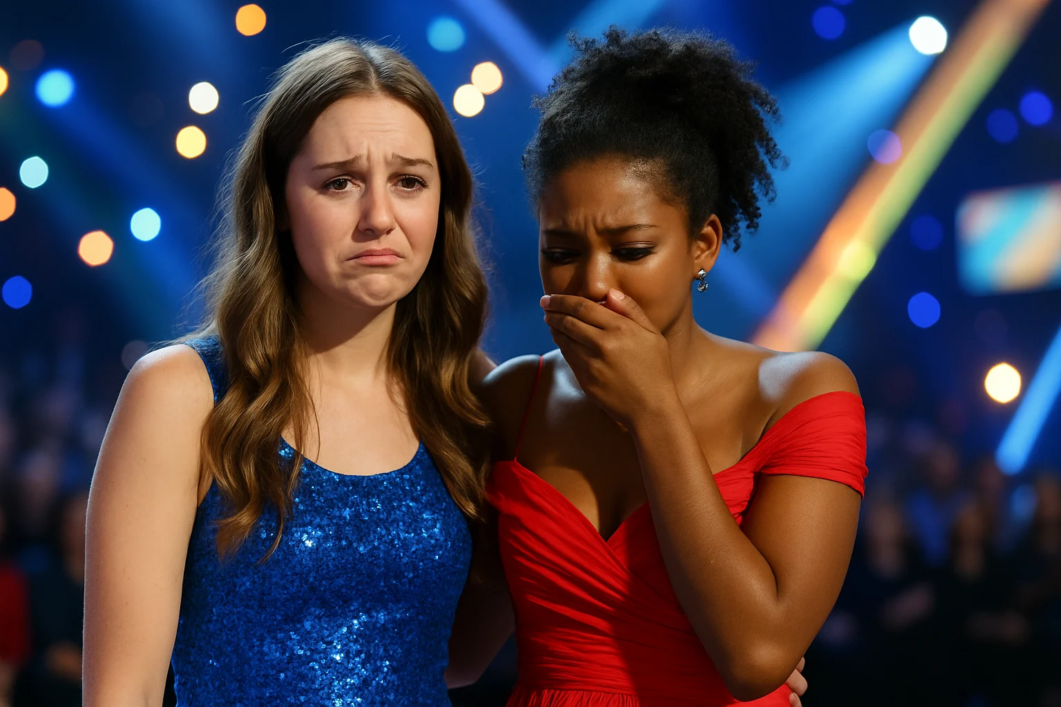 何泓姗王蓉在浪姐6一公舞台表演后遗憾淘汰的现场画面