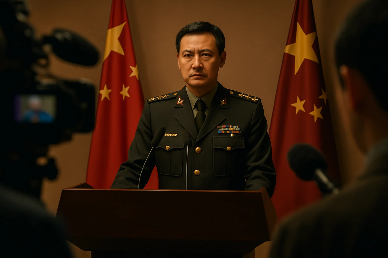 中国国防部例行发布会现场,发言人就中日外交争端表态