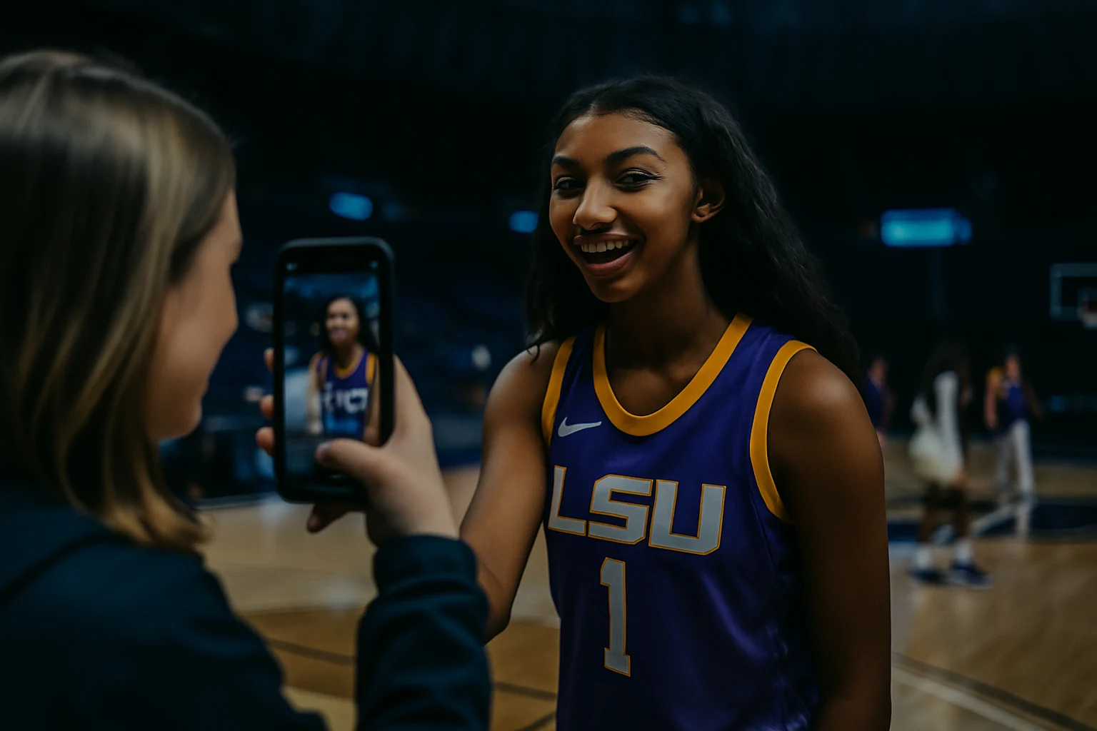 Bella Hines posting on Instagram with LSU basketball gear and Jordan Brand apparel