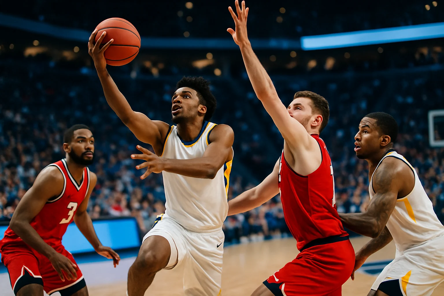 NBA選手が3ポイントシュートを放つ瞬間