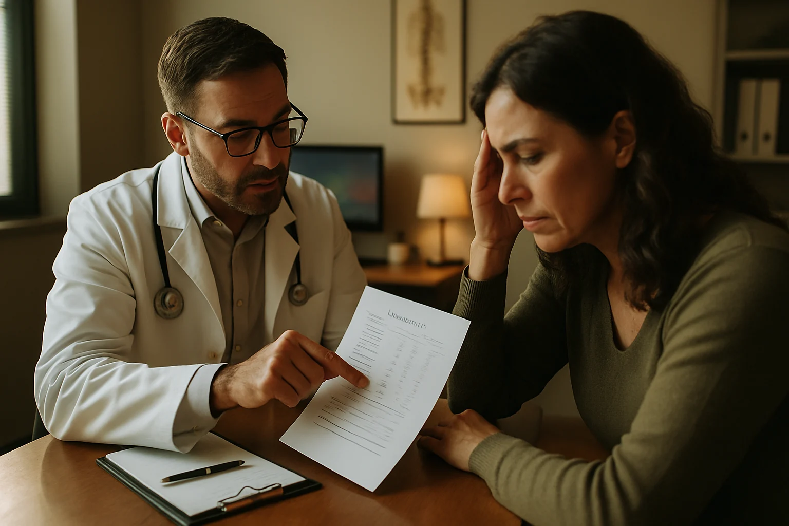 醫師解釋膽固醇檢測報告數值給患者看