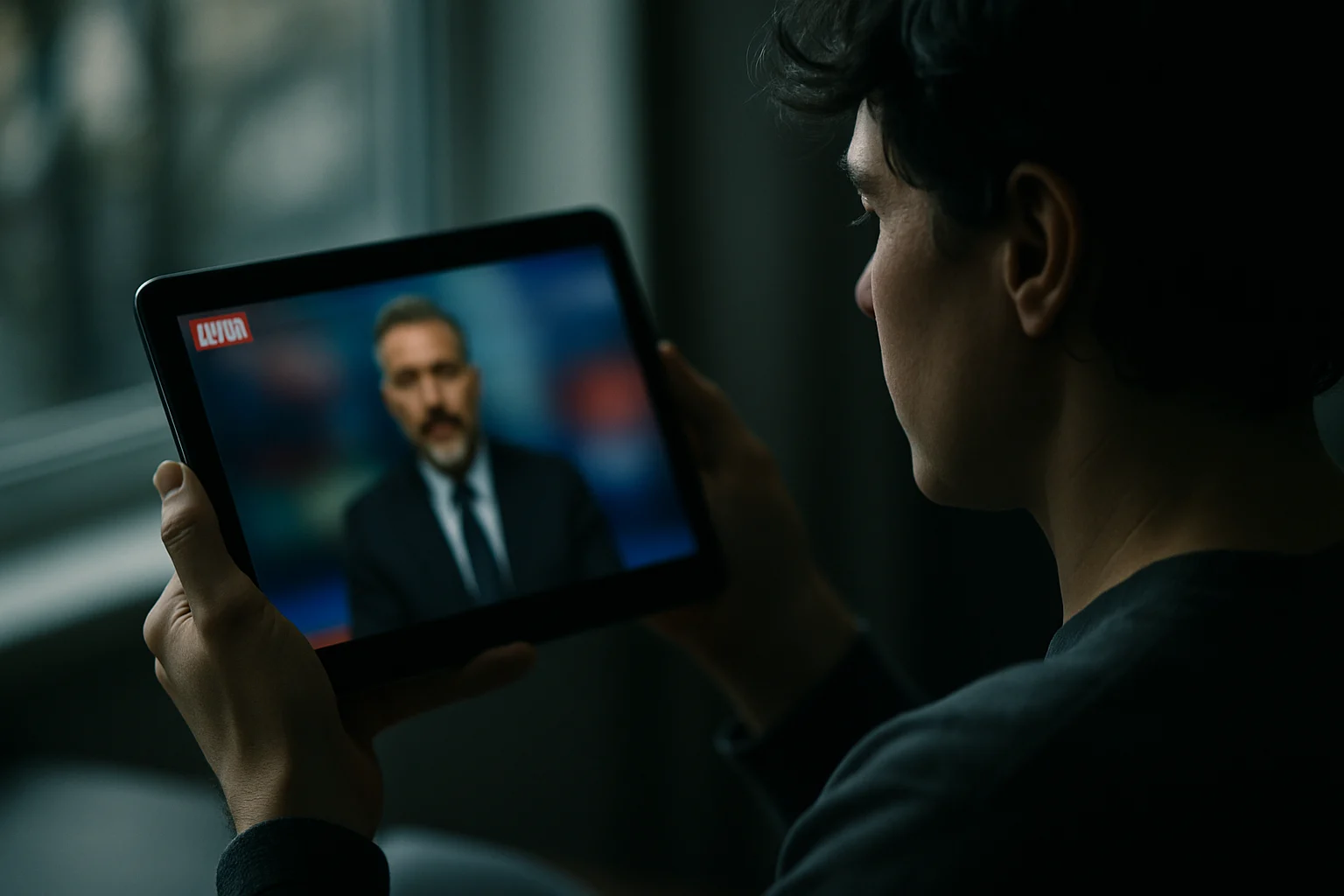 用戶在平板電腦上觀看LiTV華視新聞直播的畫面