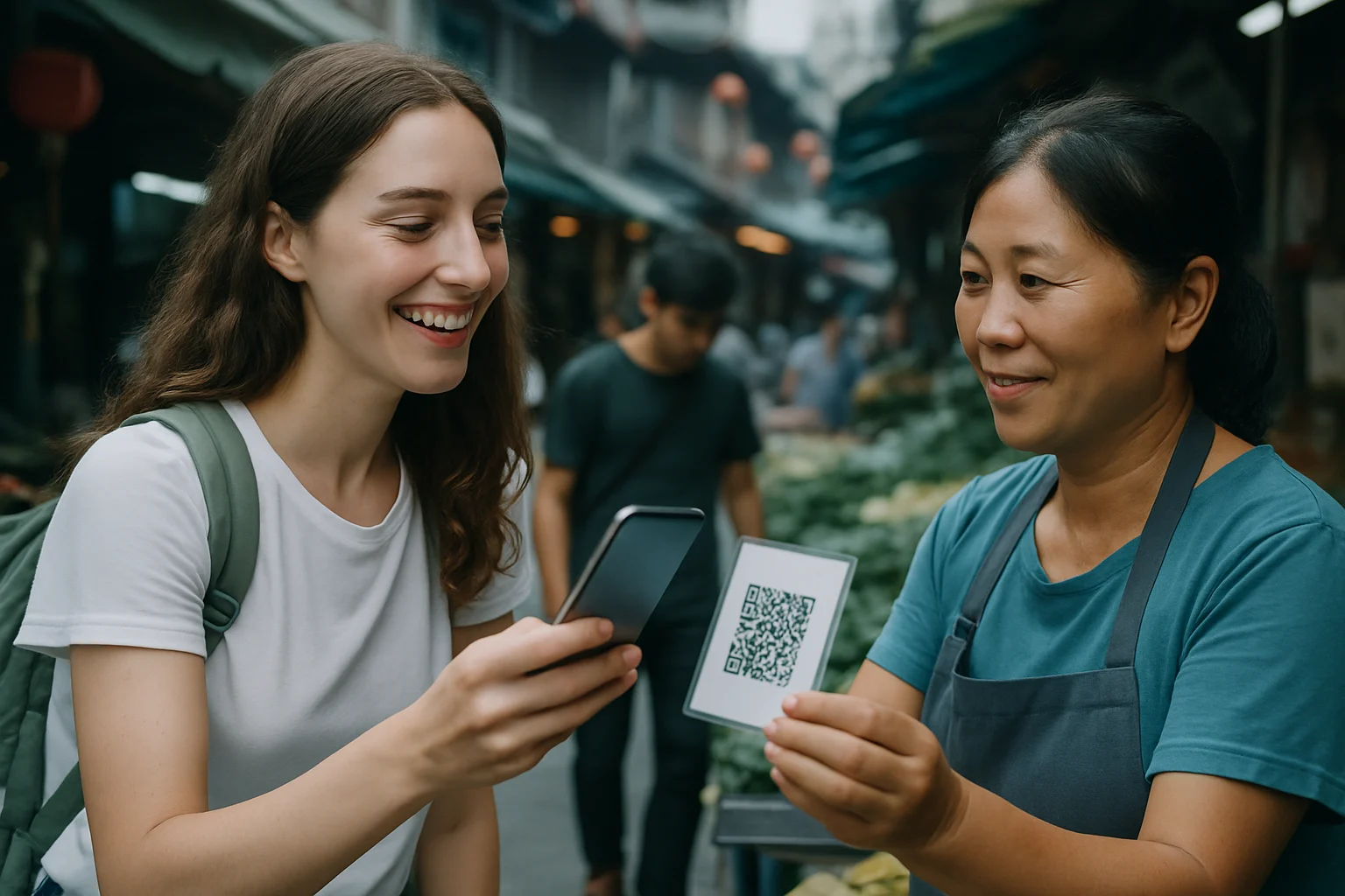 海外华人出境游支付方式对比示意图,展示微信支付WeChat Pay、银联国际卡、Alipay国际版等多种支付工具选择