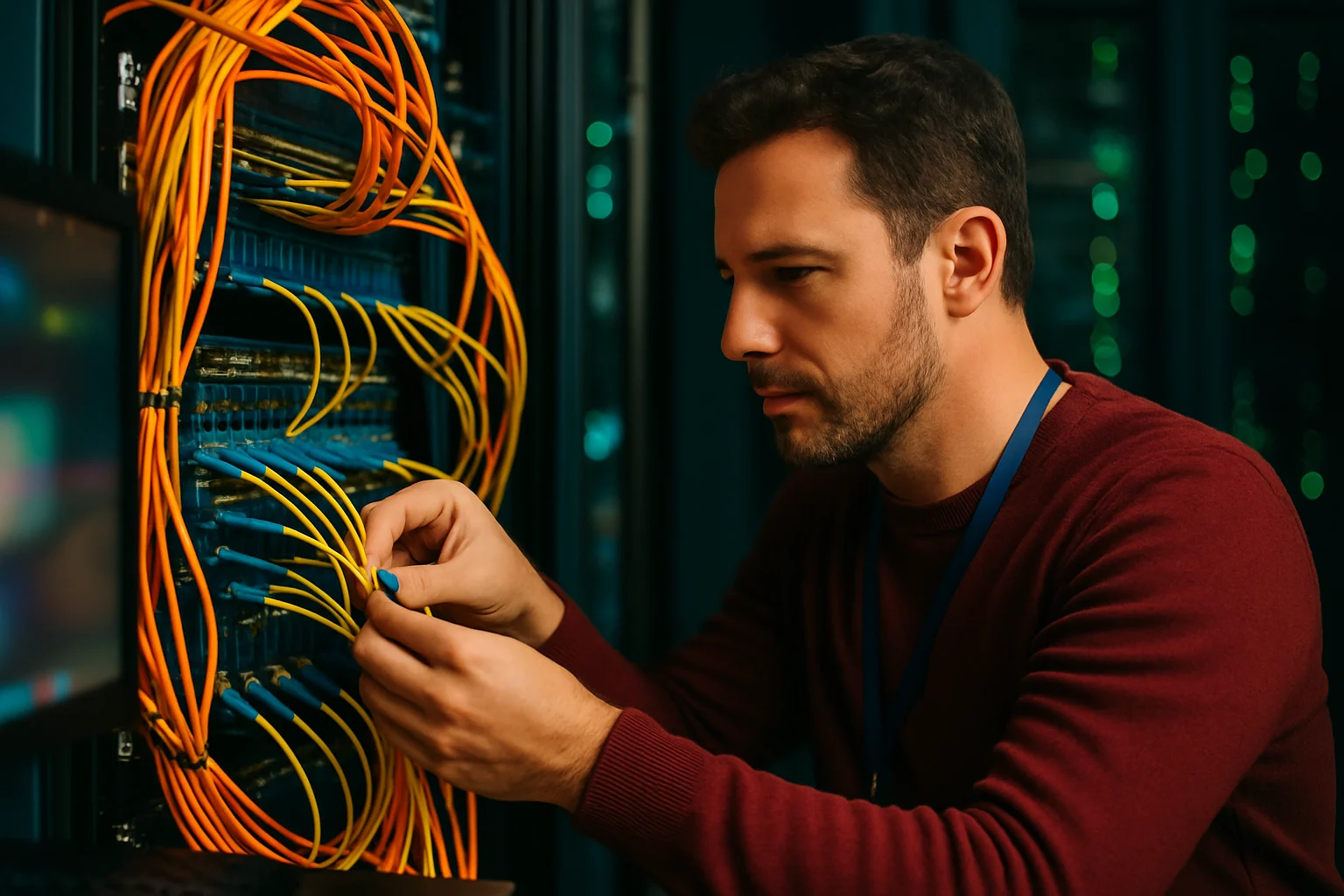 光纖網路資料中心內部設備運作情況