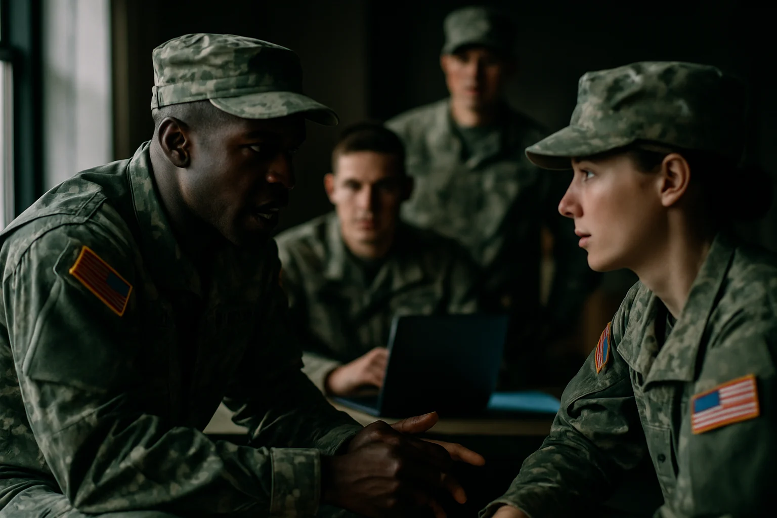 美國陸軍士兵操作先進的AI輔助戰場管理系統