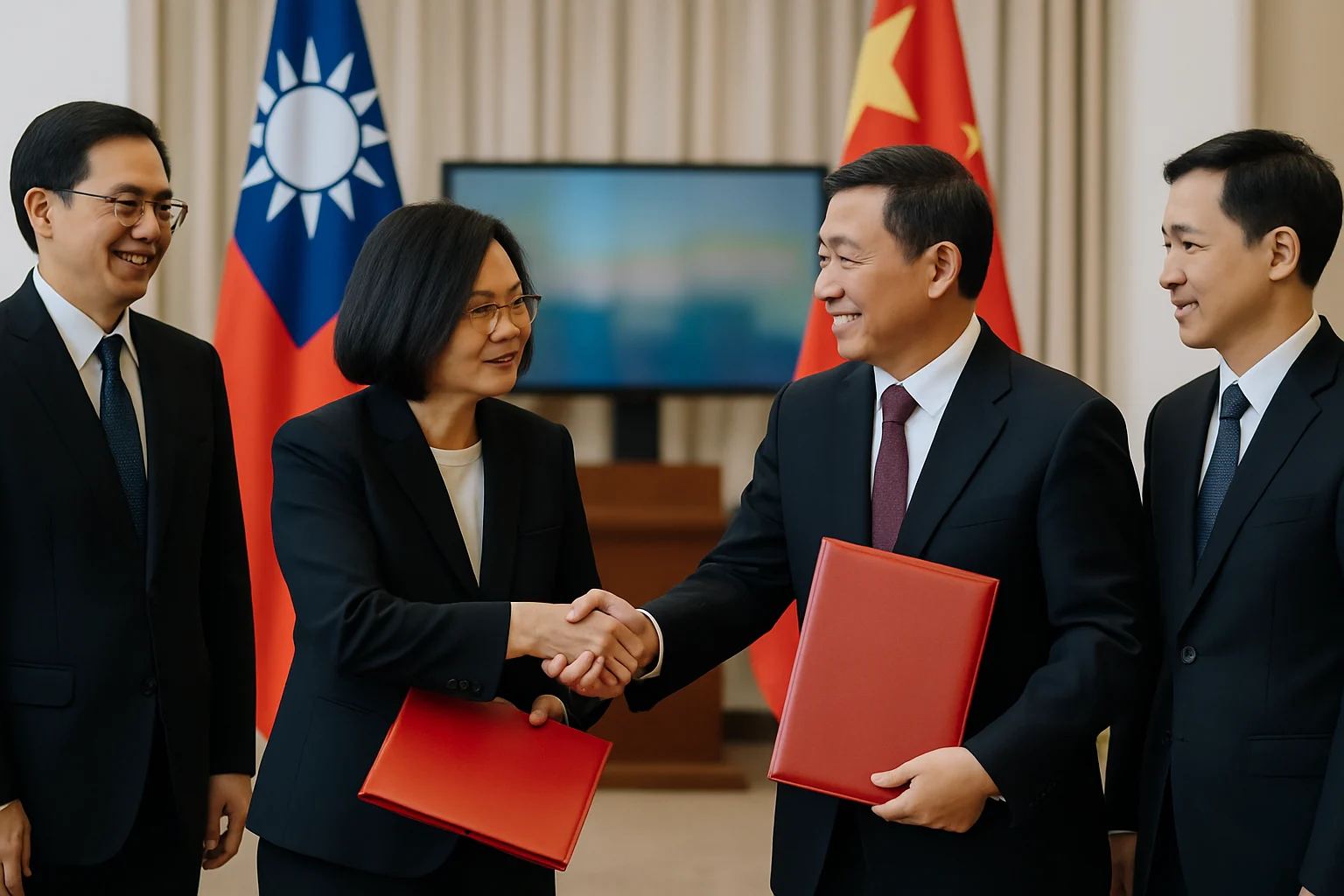 台灣政治人物在兩岸交流活動中的互動場景