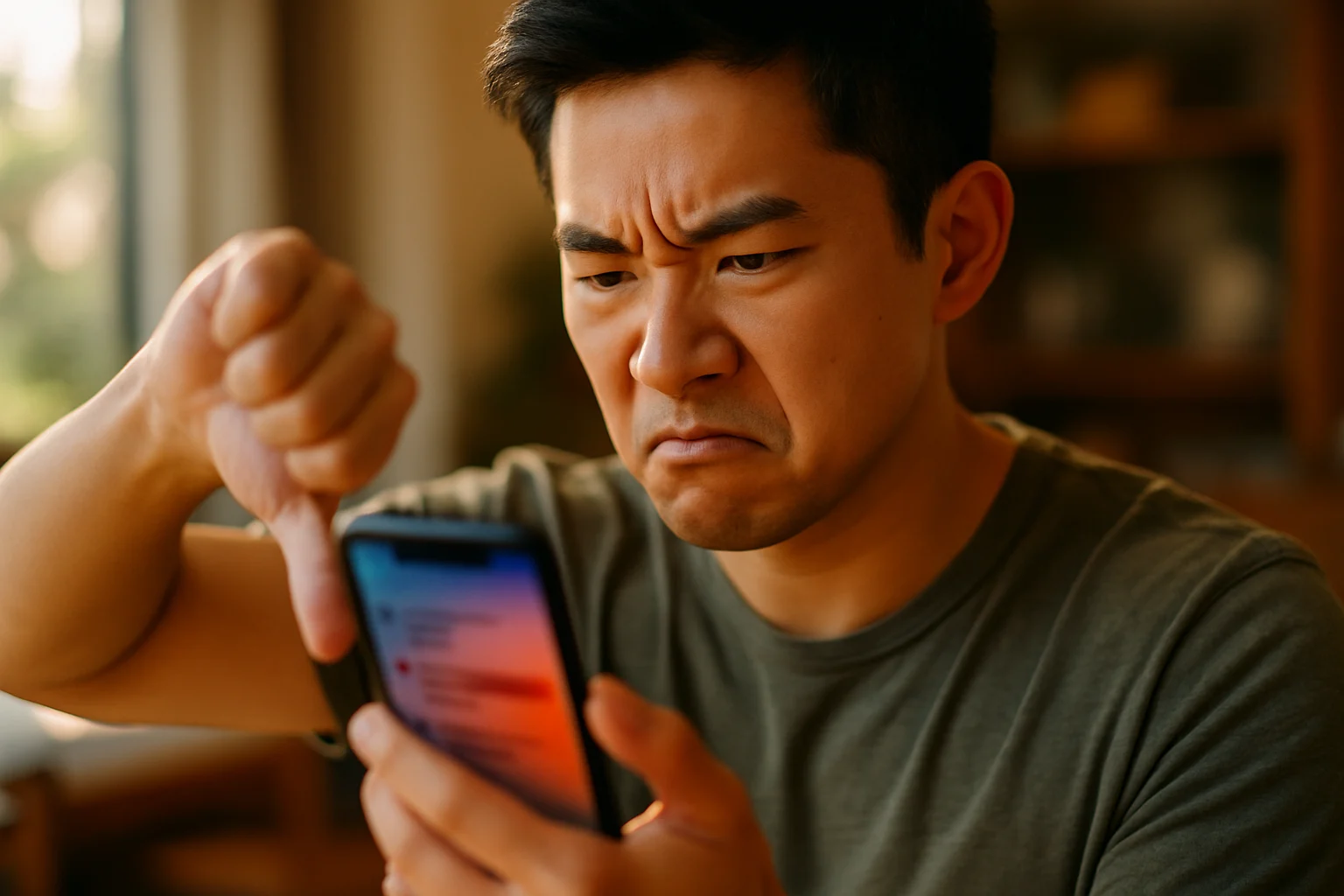 Màn hình điện thoại hiển thị bình luận tiêu cực về phim VTV1 trên Facebook và TikTok