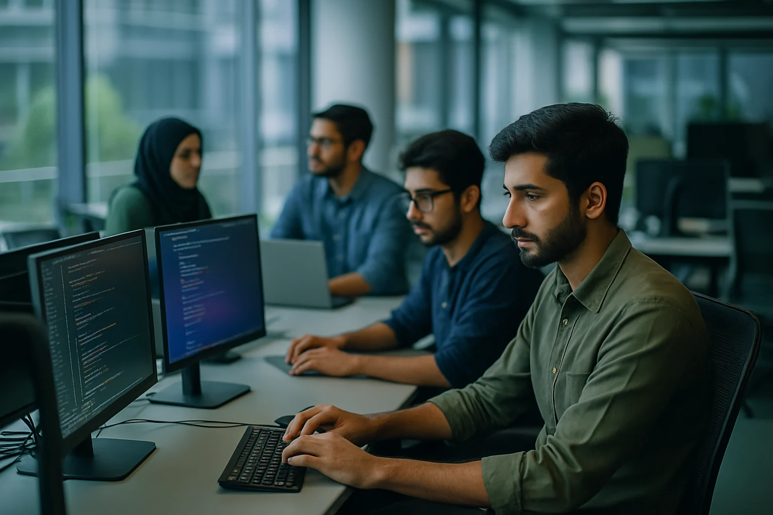 巴基斯坦年輕人在科技園區進行程式開發工作