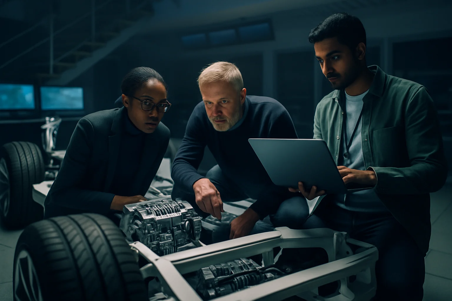 デンソーの電動車技術開発センターでの研究風景