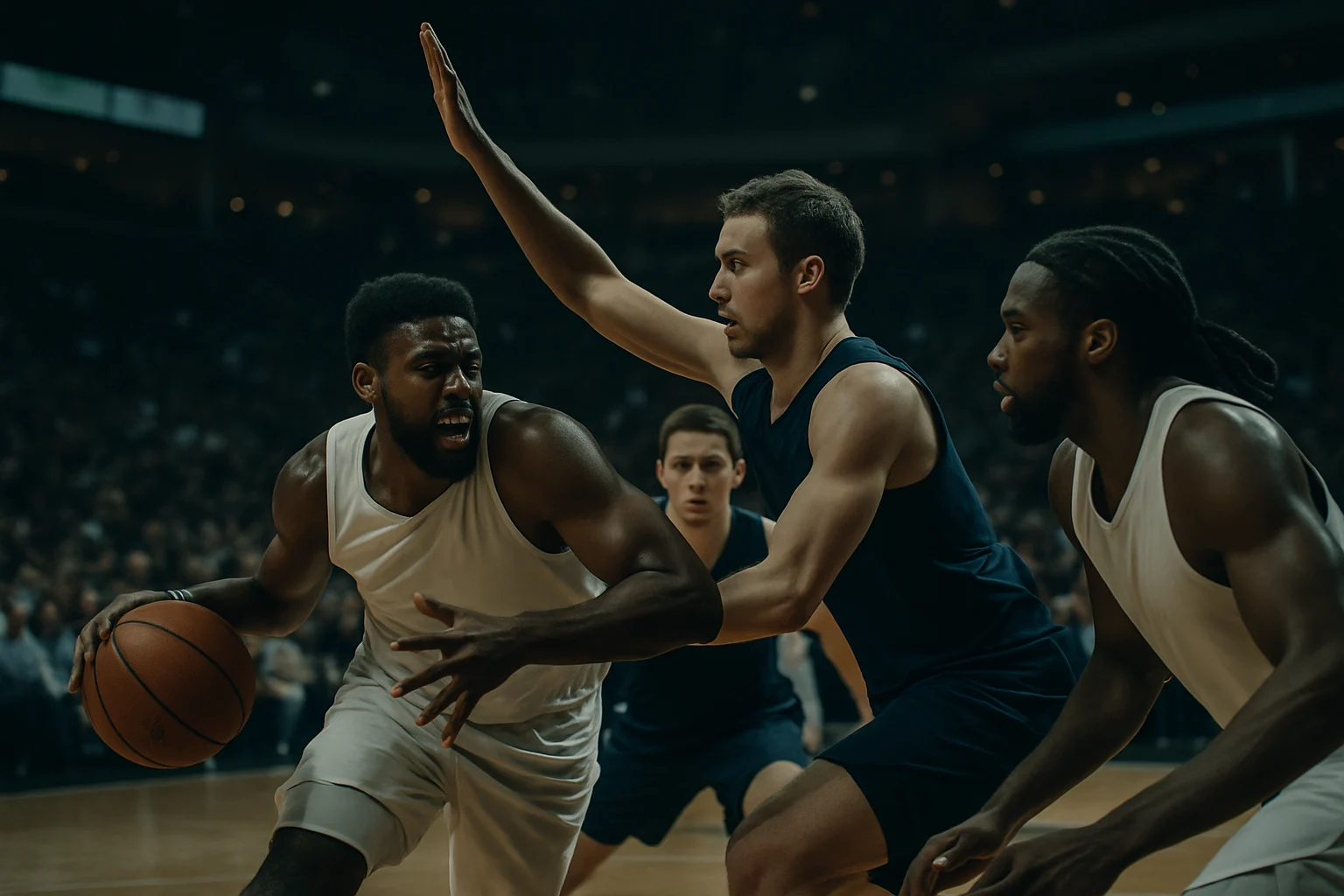 NBA球員交易截止日倒數計時看板，球隊GM在辦公室緊盯電話等待交易消息