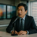 羽鳥慎一がモーニングショーのスタジオで司会をしている様子