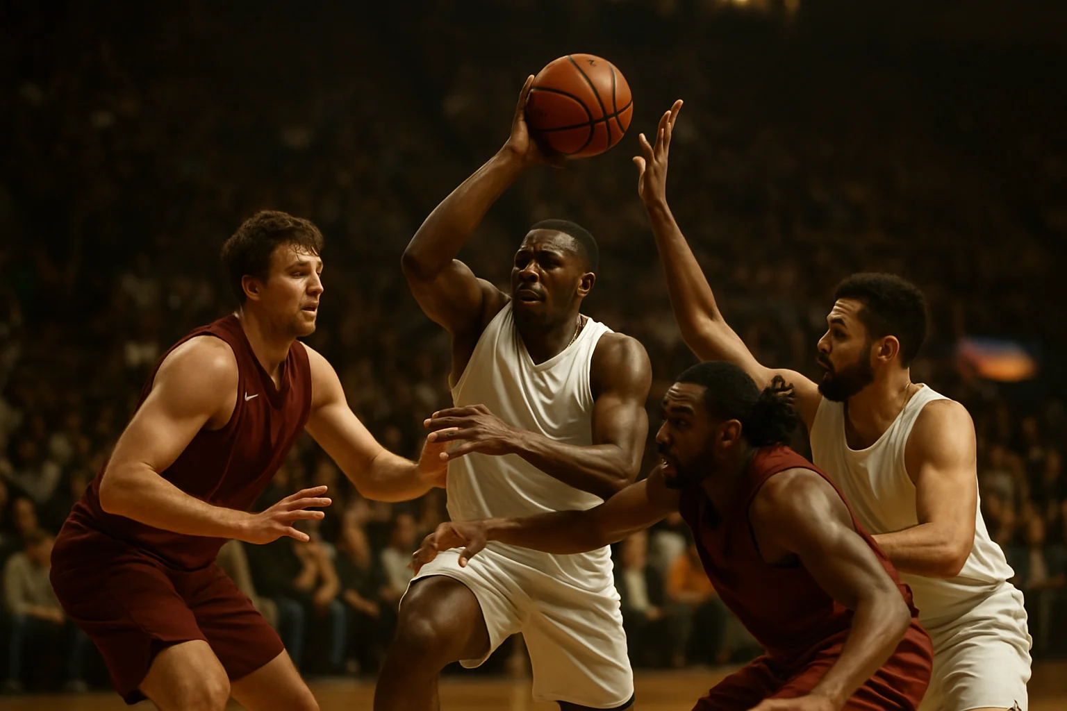 馬刺球員在費城主場慶祝大勝76人的比賽畫面