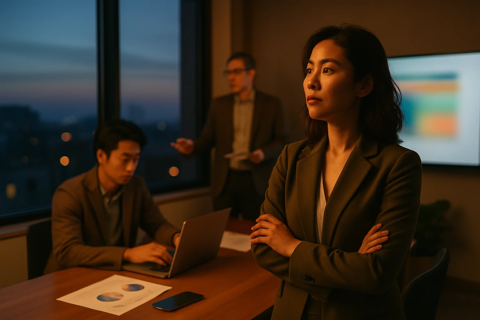 Chuyên gia khí tượng đang phân tích bản đồ thời tiết với nhiều màn hình hiển thị dữ liệu dự báo