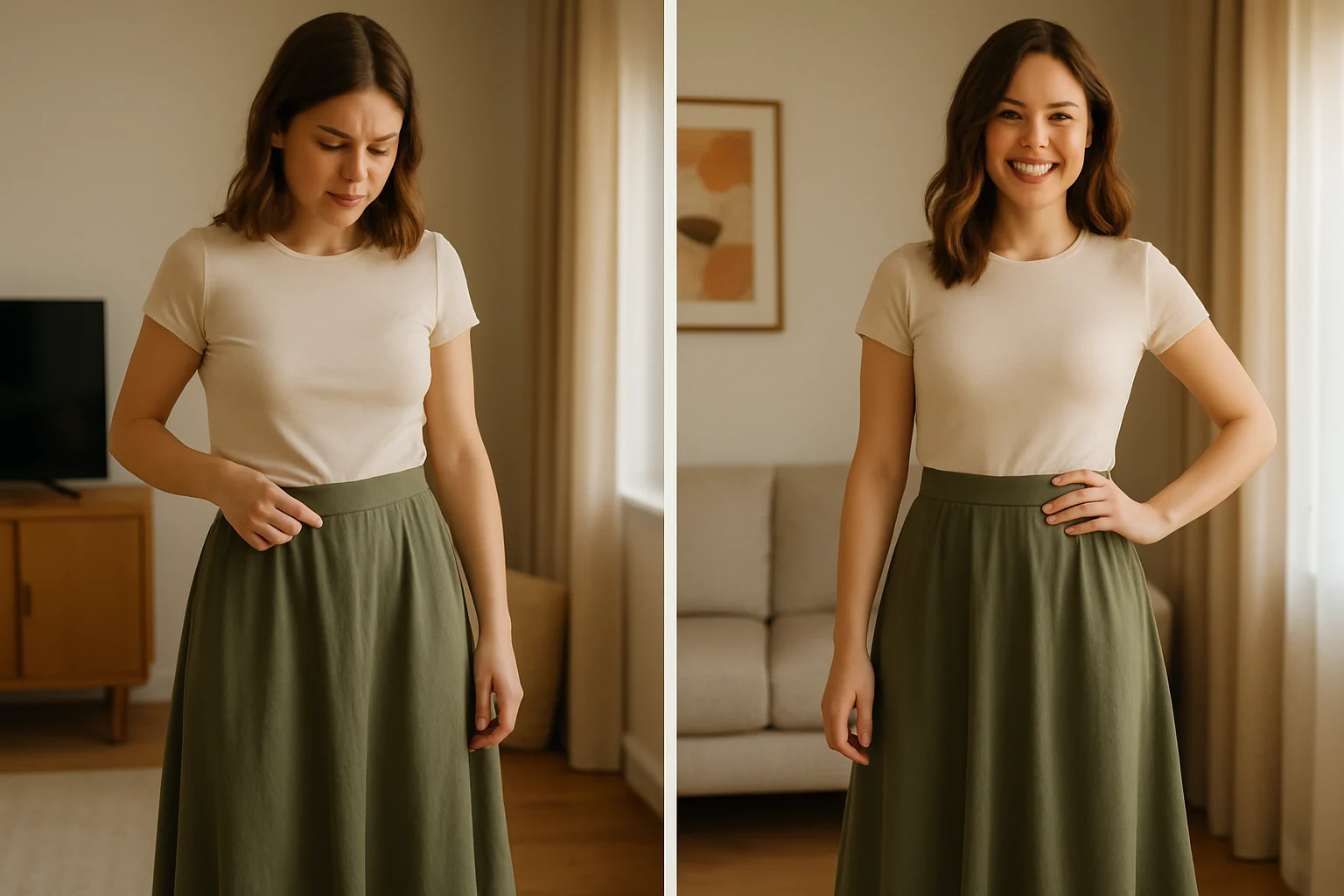 半身裙高腰线正确穿法示意图