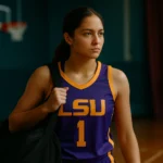 Bella Hines in LSU Tigers uniform during NCAA Tournament game against Jacksonville