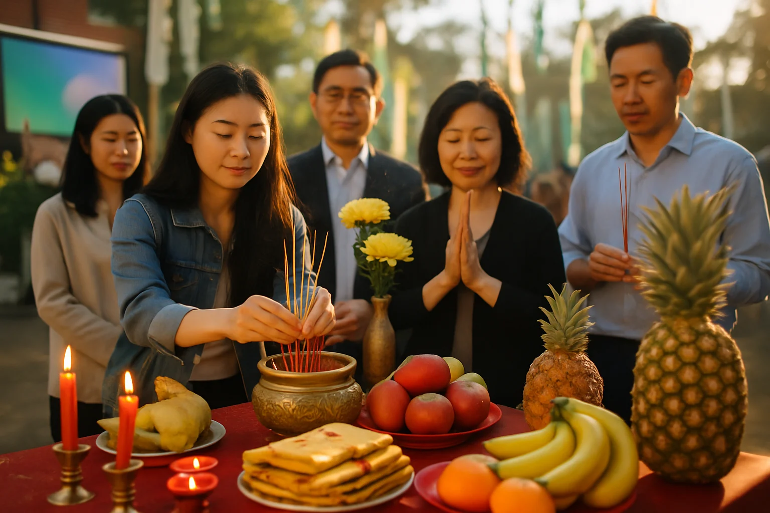 海外华人清明节文化活动现场祭祖仪式