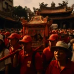 白沙屯拱天宮廟前廣場擠滿準備進香的香燈腳人潮