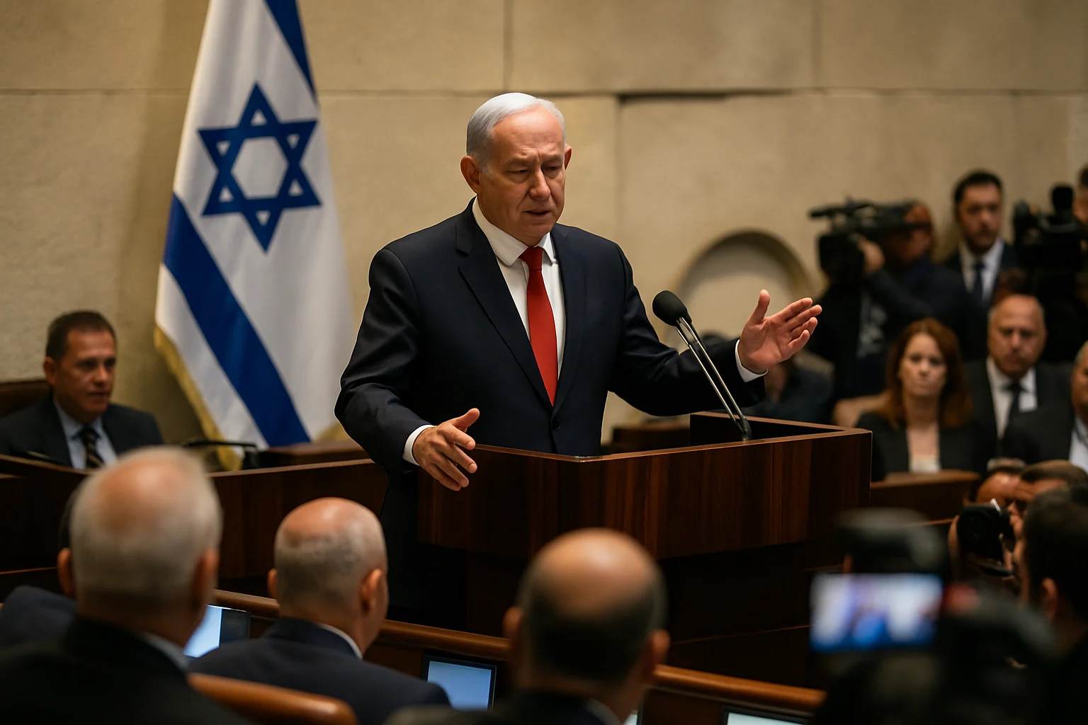 以色列總理納坦雅胡在國會發表停火協議聲明
