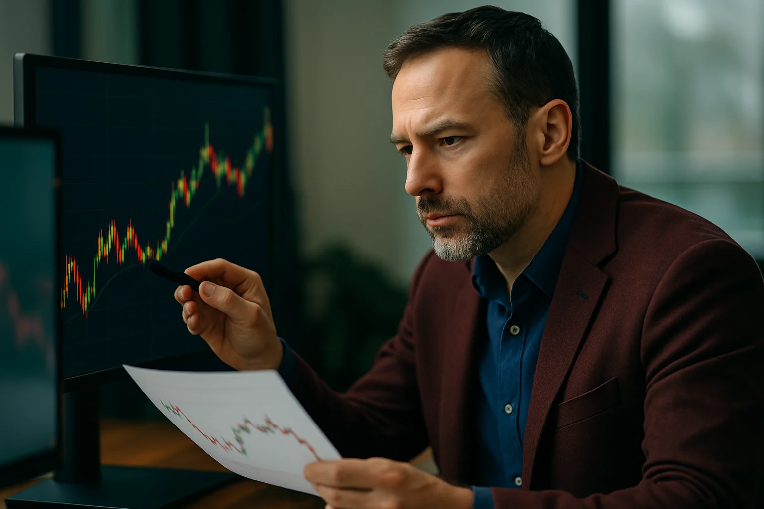 投資人分析加權指數走勢圖進行投資決策