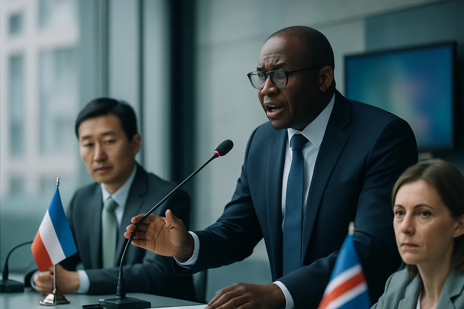 各国外交官员就伊朗民众保护行动发表声明的新闻画面