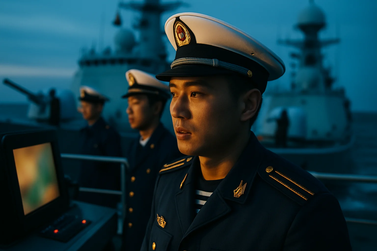 中国海军055型驱逐舰拉萨舰在西太平洋海域执行战略布控任务