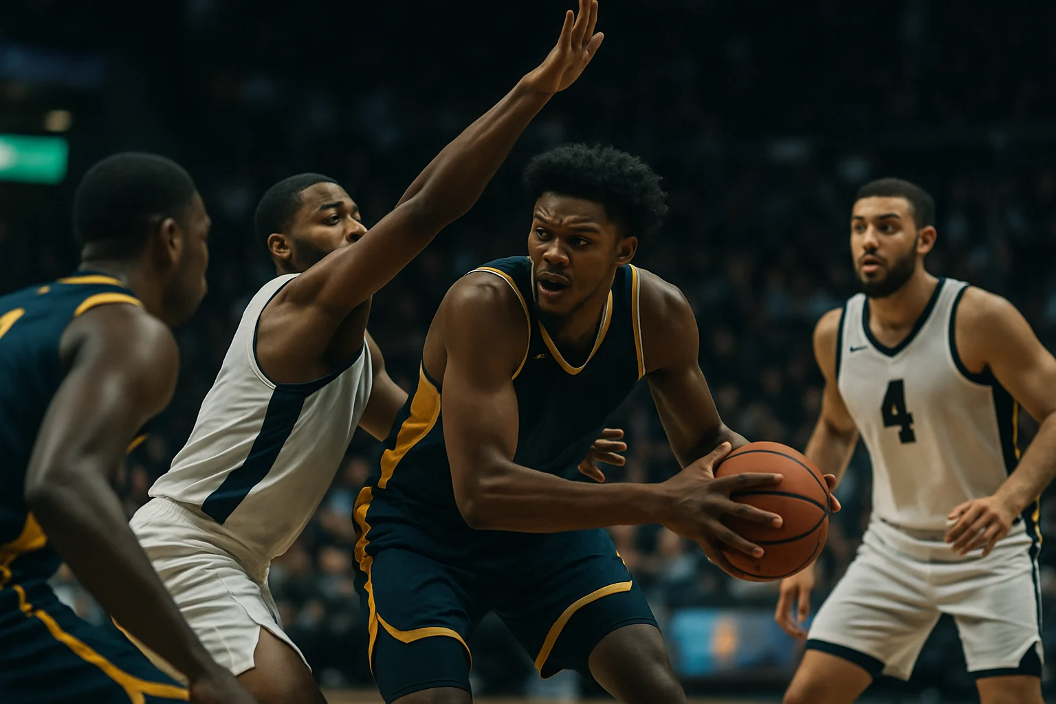 NBA球員在季前賽練習賽中執行擋拆戰術,教練在場邊觀察記錄