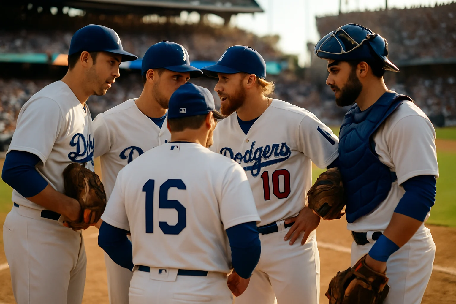 道奇隊打者在比賽中討論戰術