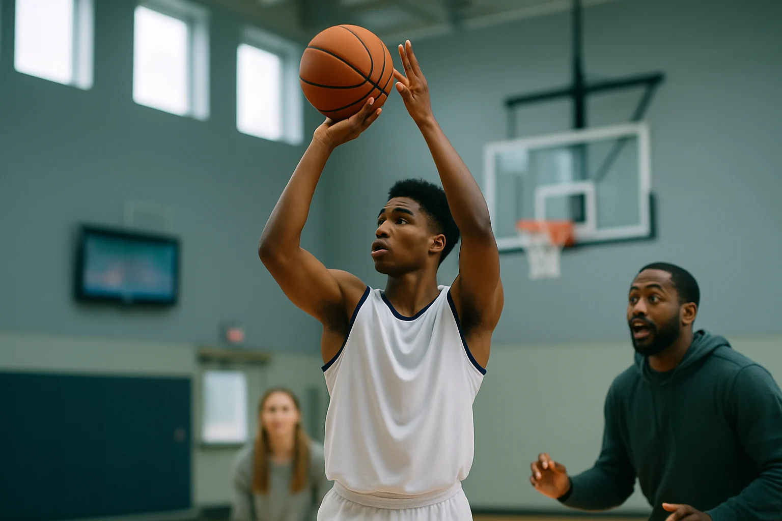 史蒂芬·柯瑞穿著金州勇士30號球衣在場上準備出手三分球的比賽畫面