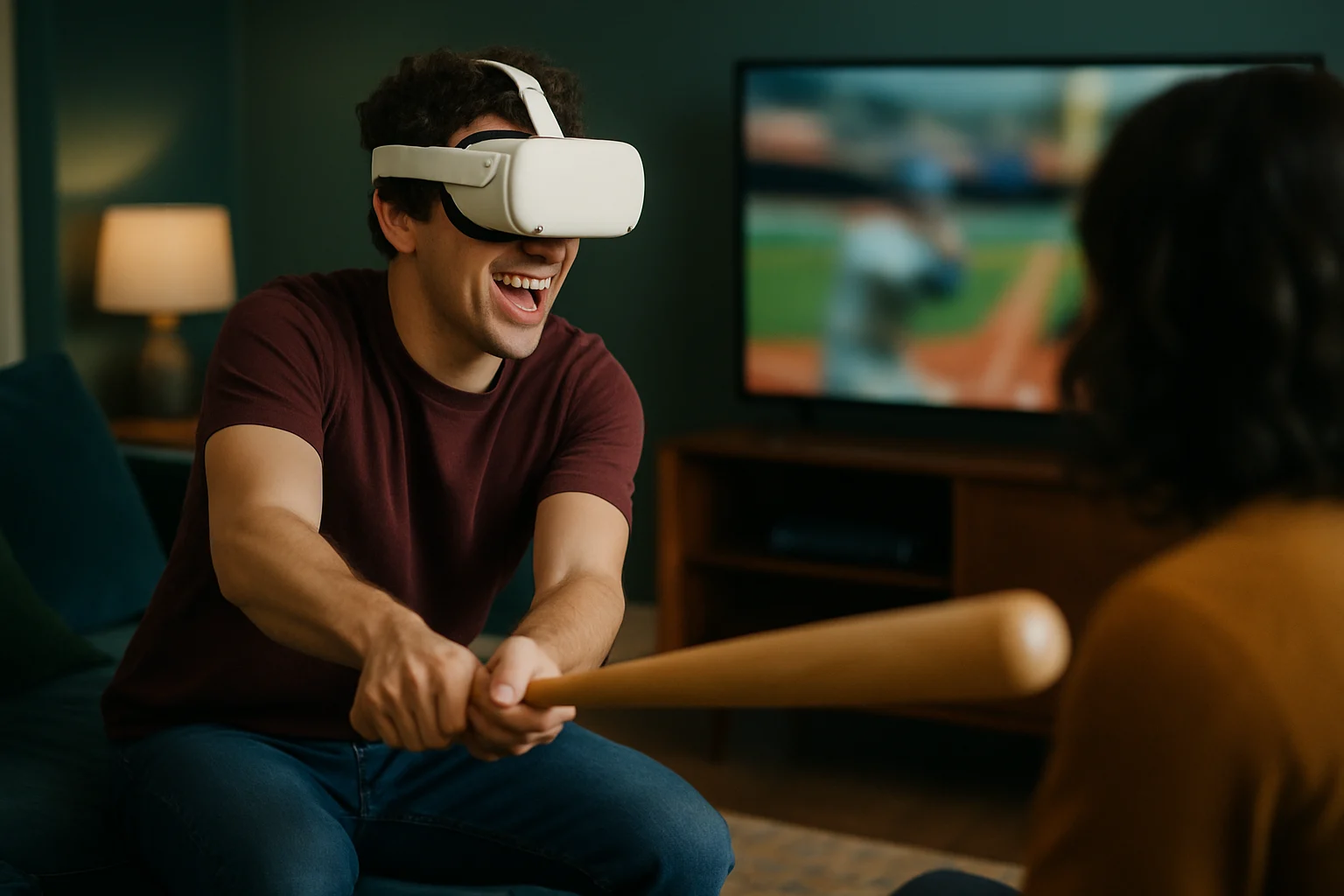 MetaQuest頭盔配戴觀看MLB2026虛擬實境棒球賽事直播示意圖