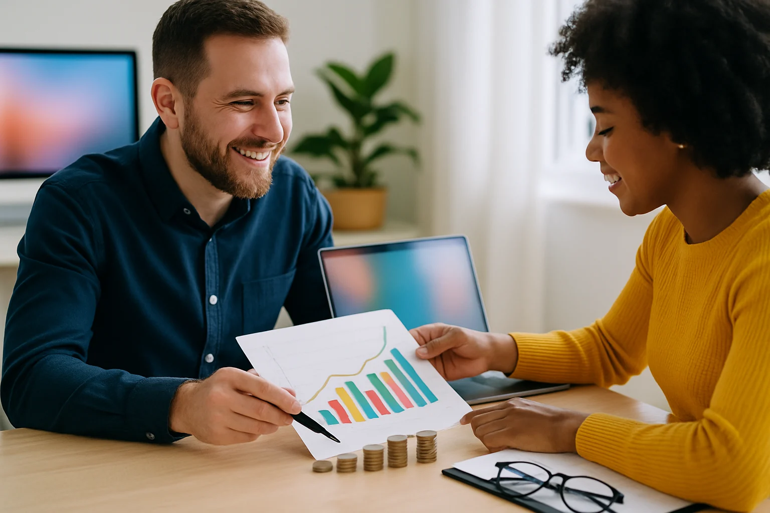 夏普比率計算示意圖,顯示兩個投資組合的報酬率與波動度對比