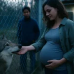 怀孕母狼在野生动物保护站附近休息待产的温馨场景