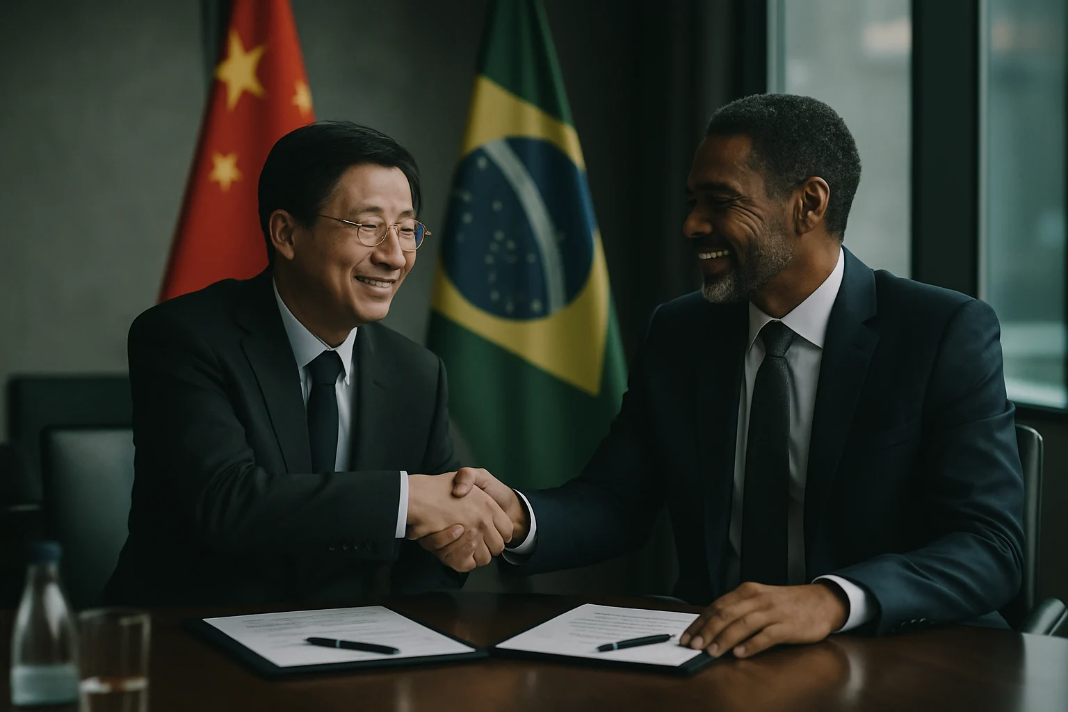 中巴两国企业家在签署合作协议的场景