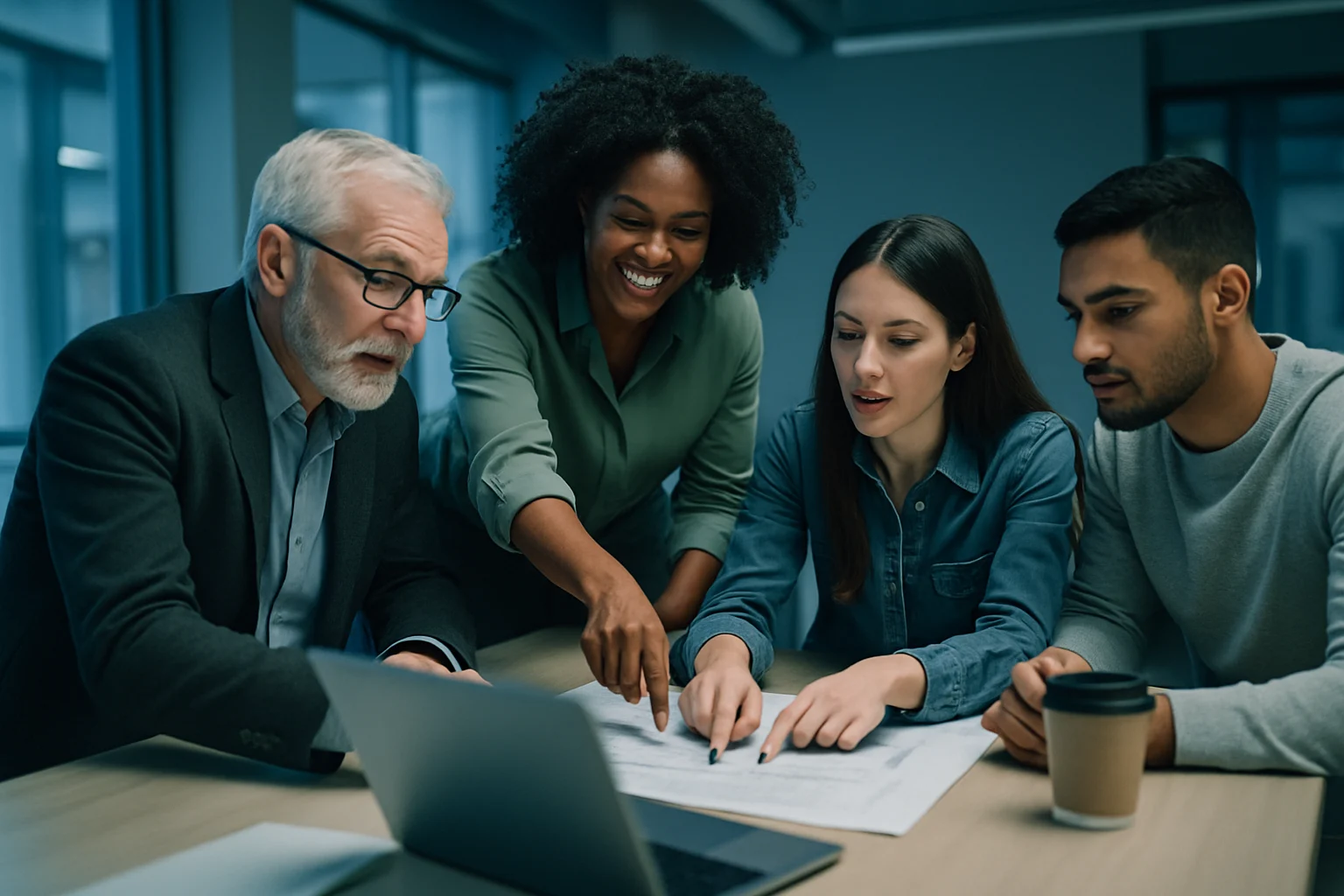 多世代が協力して働く現代のオフィス風景