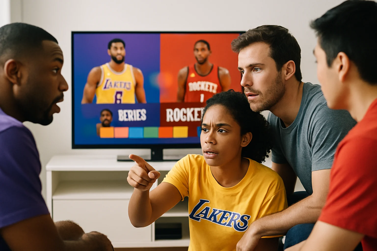 LeBron James hitting a clutch three-pointer against the Houston Rockets in Game 3 of the 2026 NBA playoffs