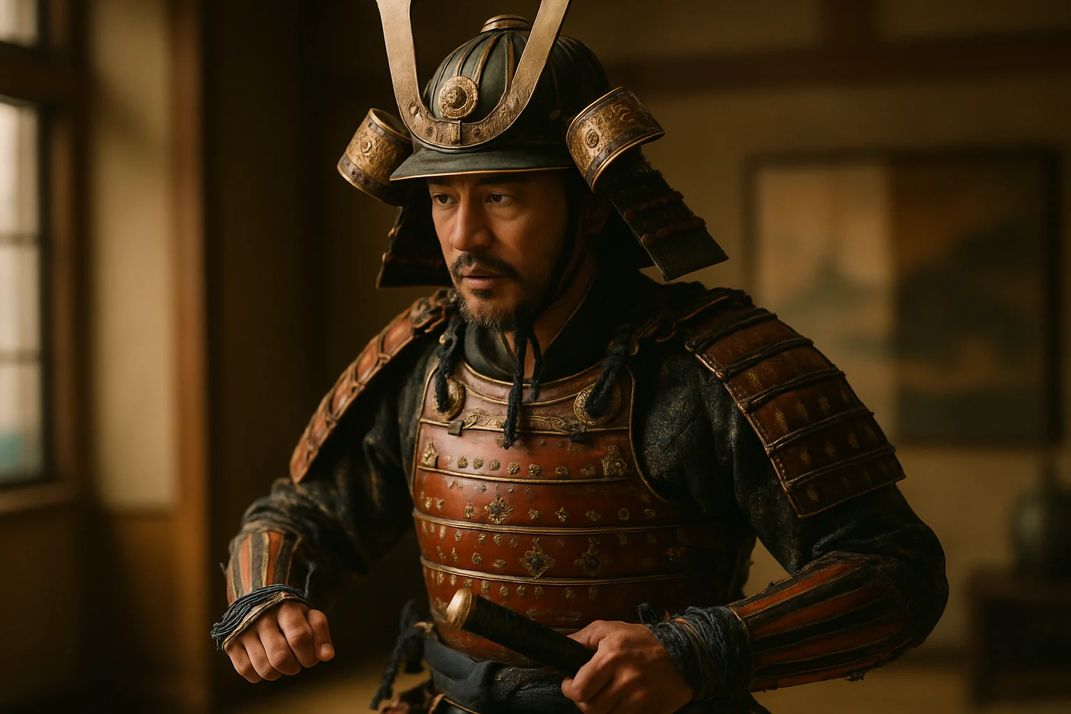 浅野忠信が出演した映画「SHOGUN将軍」のシーン、樫木藪重役での侍姿