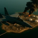 哈格島石油終端設施衛星圖像，顯示大型油輪停靠碼頭